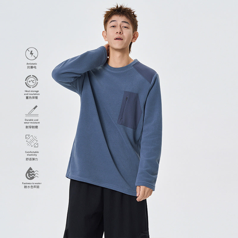 Herren Thermofleece-Pullover mit Brust-Reißverschluss und technischem Rundhalsausschnitt Drune