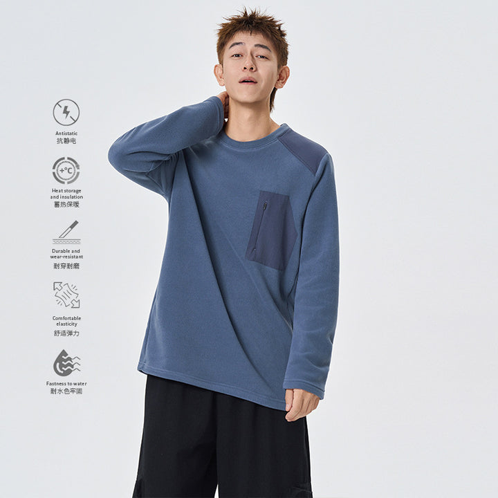Herren Thermofleece-Pullover mit Brust-Reißverschluss und technischem Rundhalsausschnitt Drune