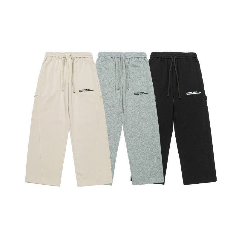 Unisex Weite Cropped-Sweathose im Cargo-Stil mit Tunnelzugbund und aufgesetzten Taschen Drune