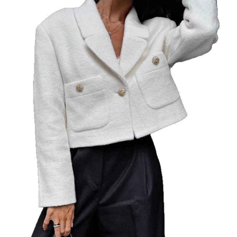 Damen Cropped Blazer mit strukturiertem Stoff und eleganten Knopfdetails Drune