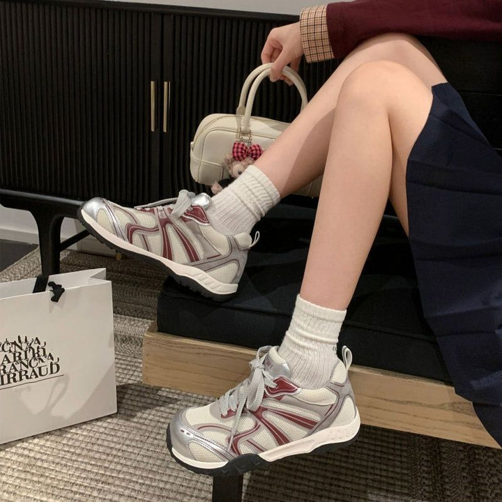 Damen Sportive Retro-Chunky-Sneaker mit atmungsaktivem Mesh und robuster Profilsohle Drune