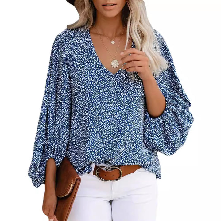 Damen Elegant geschnittene Bluse mit Leopardenmuster und Volantärmeln Drune
