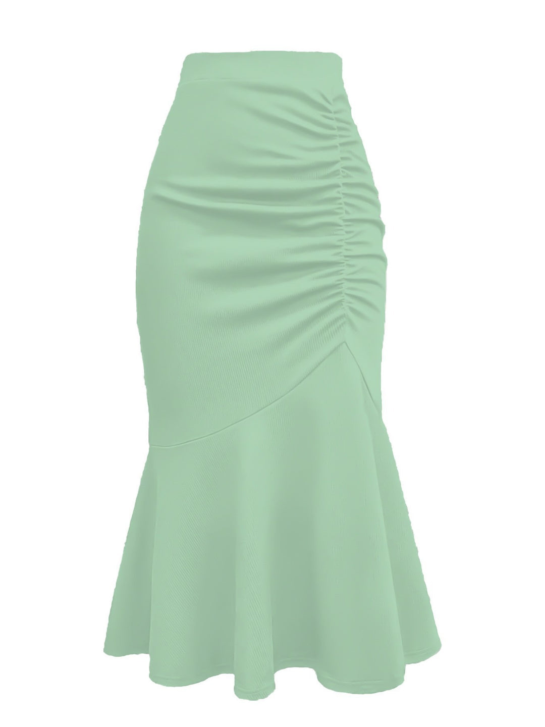 Damen Taillierter Midirock mit seitlicher Raffung und ausgestelltem Volant-Saum Drune