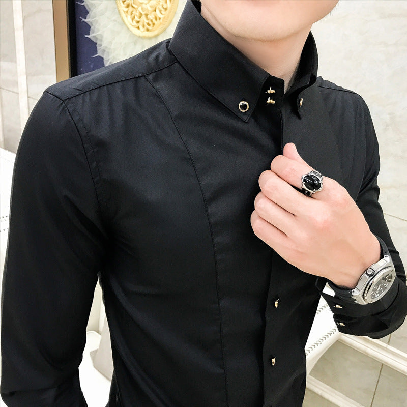 Herren Elegantes Langarmhemd mit feinen Knopfdetails Drune
