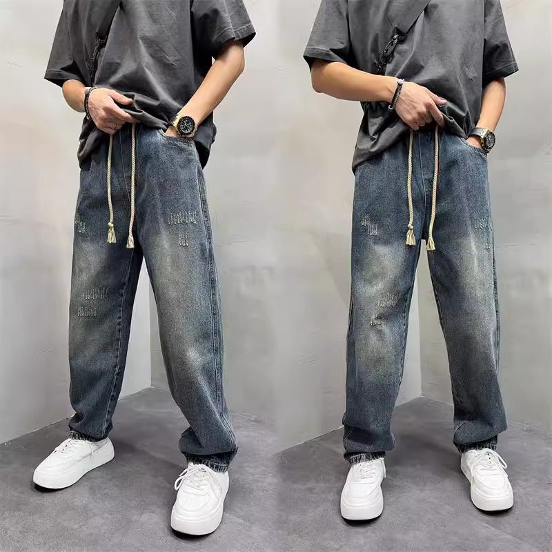 Herren Lässige Distressed Jeans mit weitem Schnitt Drune