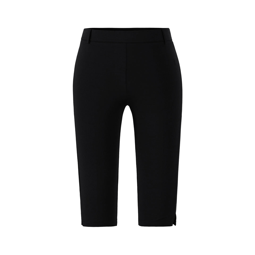 Damen Capri-Stretchhose mit hohem Bund, schmaler Silhouette und Bein-Schlitz Drune