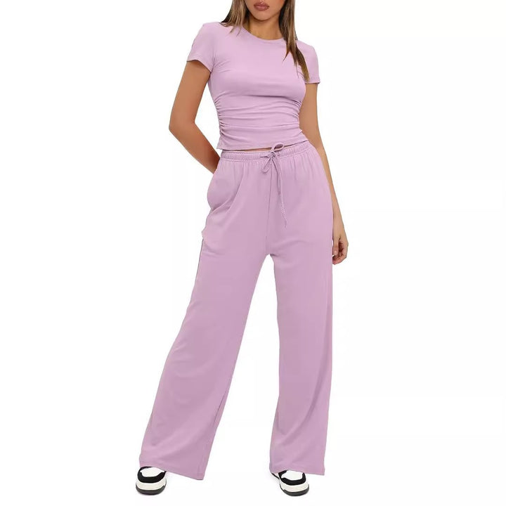 Damen Lässiges Lounge-Set mit weitem Oberteil und bequemen Hosen Drune