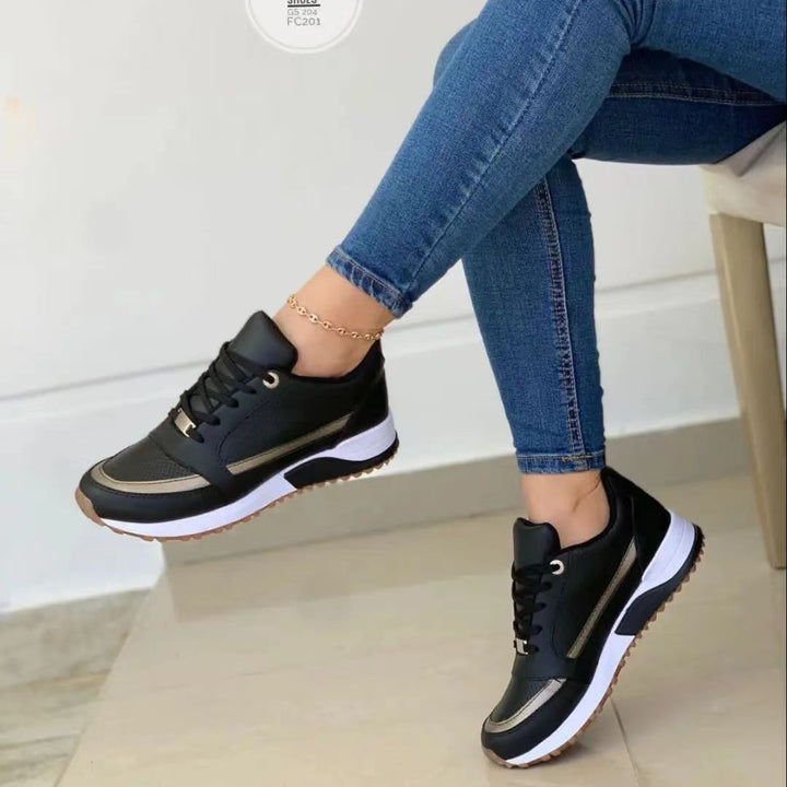 Damen Keilabsatz-Sneaker mit Goldakzenten und gepolsterter Laufsohle Drune