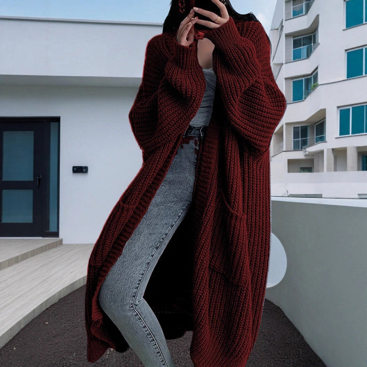 Damen Grobstrickjacke mit offener Front und praktischen Taschen Drune