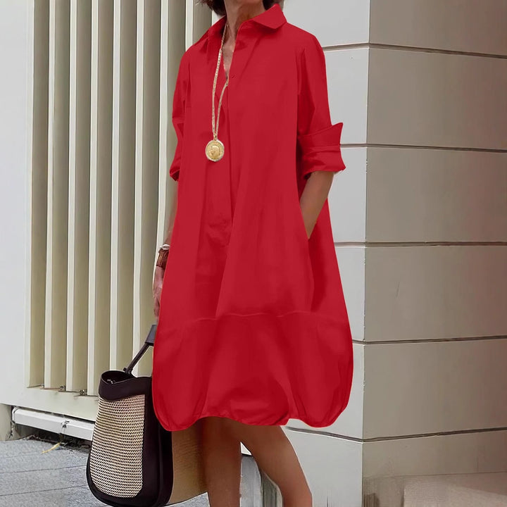 Damen Lässiges Hemdblusenkleid mit weit geschnittenem Saum Drune