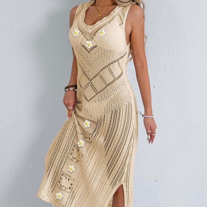 Damen Häkel-Kleid mit floralem Design Drune