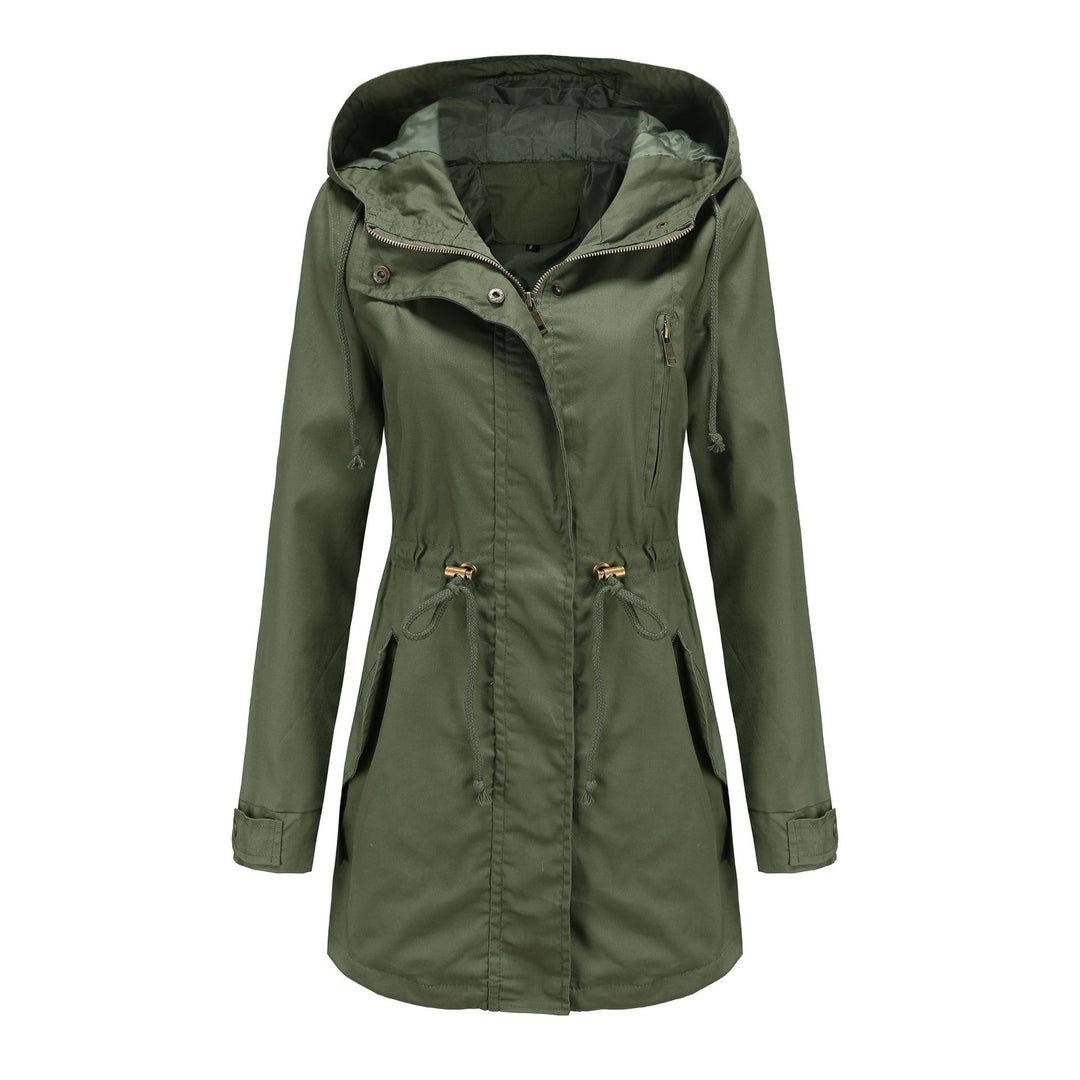 Damen nan leichter Parka mit Kapuze, Kordelzug und verdecktem Reißverschluss Drune