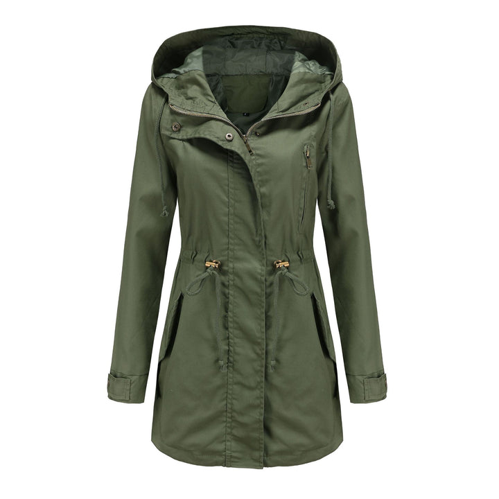 Damen nan leichter Parka mit Kapuze, Kordelzug und verdecktem Reißverschluss Drune