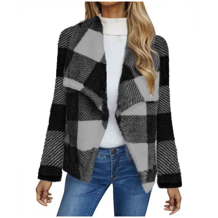 Damen Kuschelige Jacke im karierter Design Drune