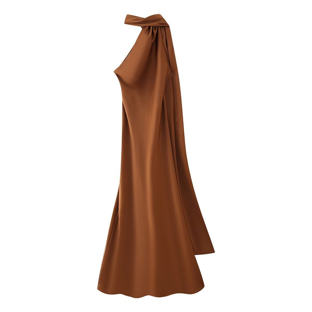 Damen Maxikleid mit asymmetrischem Schnitt und fließendem Stoff Drune