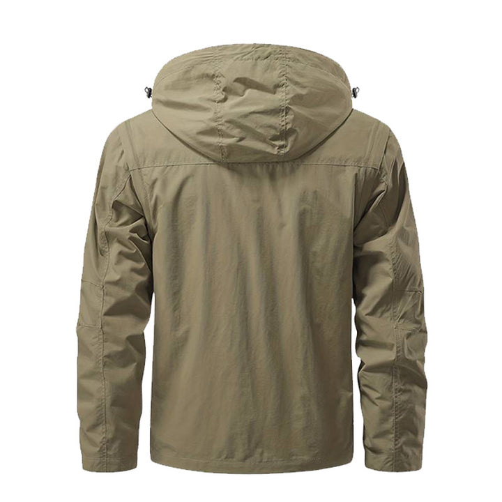 Herren nan multifunktionale Fieldjacke mit Kapuze und verstärkten Mehrfachtaschen wasserabweisendem Obermaterial und verstellbarem Saum Drune