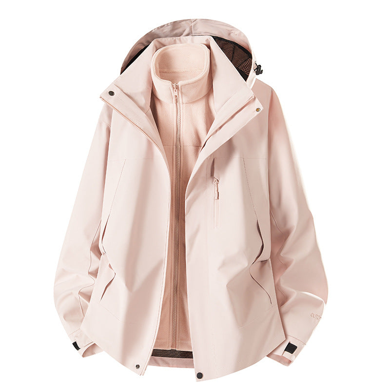 Herren zweiteilige Softshelljacke mit herausnehmbarer Fleece-Innenjacke, verstellbarer Kapuze und wasserabweisender Membran Drune