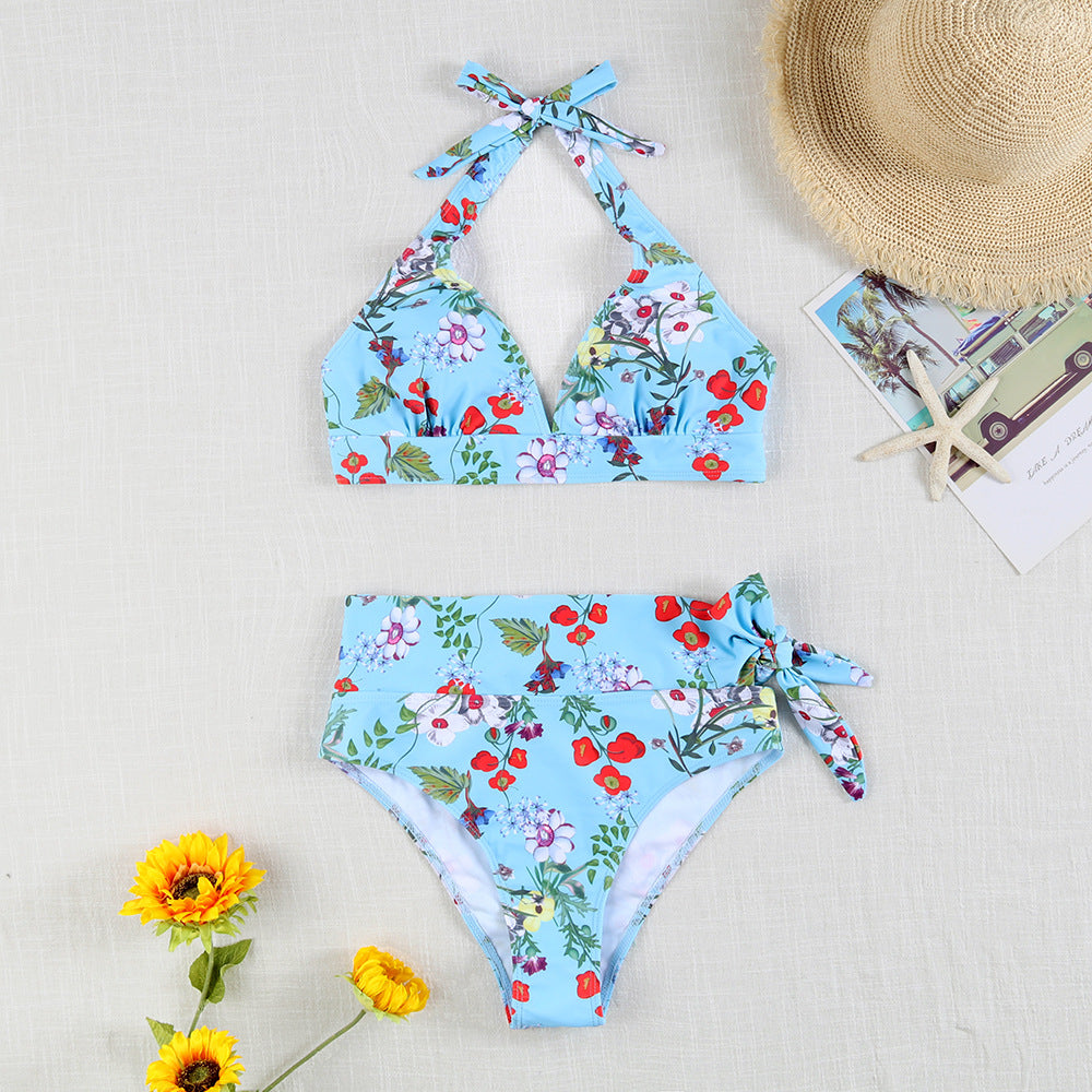 Damen Triangel-Bikini mit verstellbaren Bindebändern und floralem Design Drune