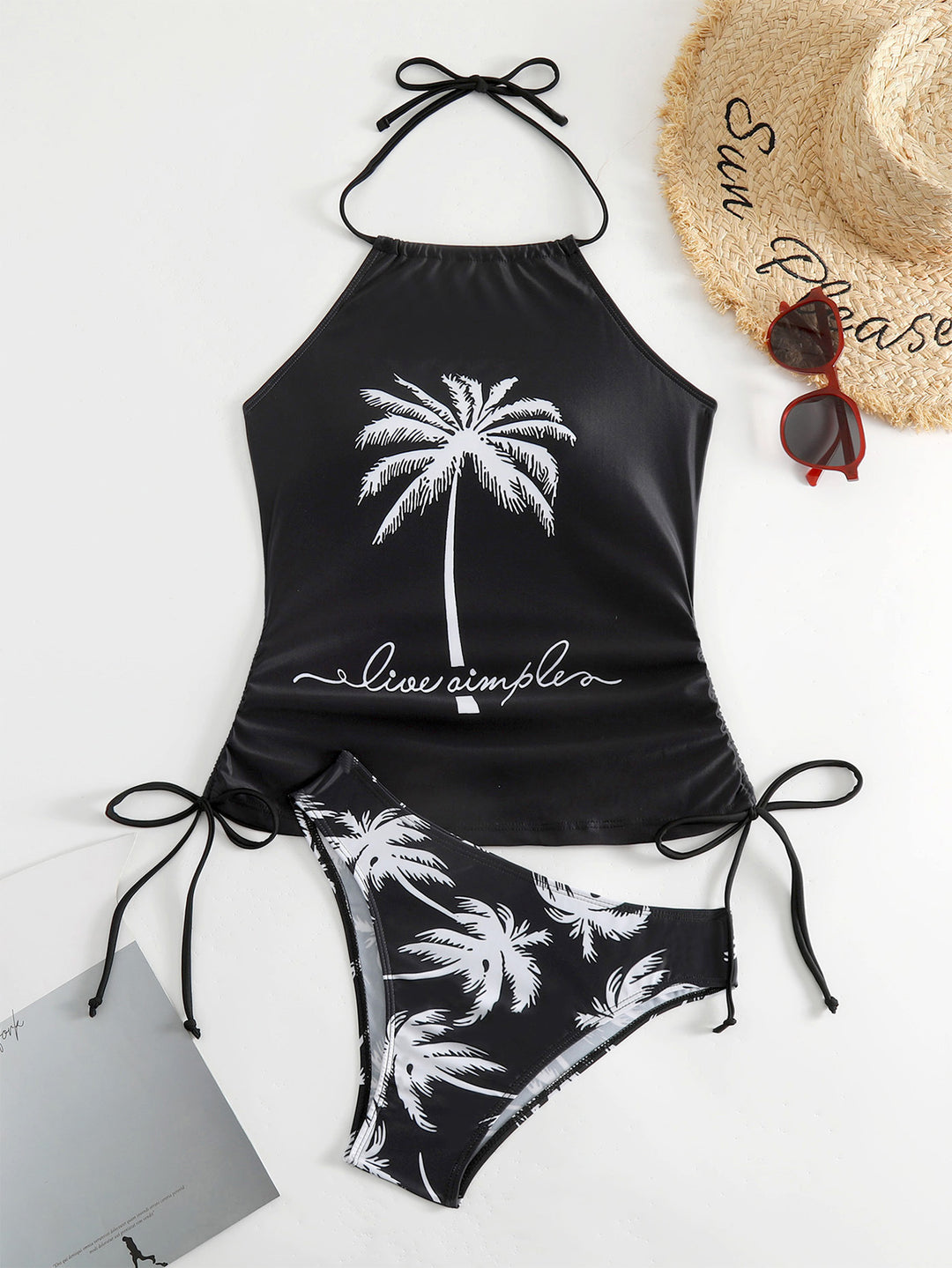 Damen trendiger Bikiniset mit Palmen-Motiv Drune
