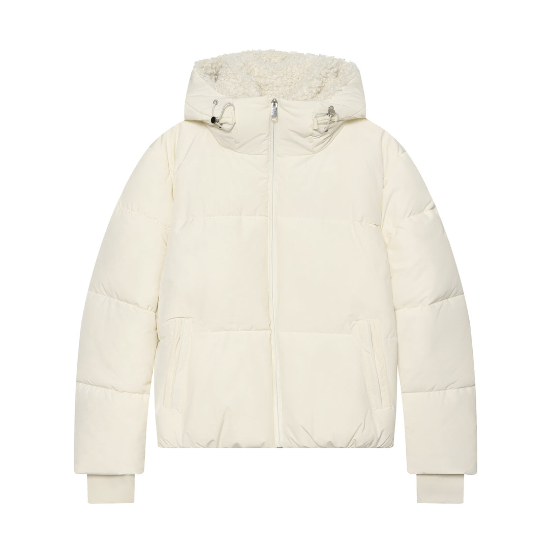 Damen Kurze wattierte Steppjacke mit Teddygefütterter Kapuze Drune