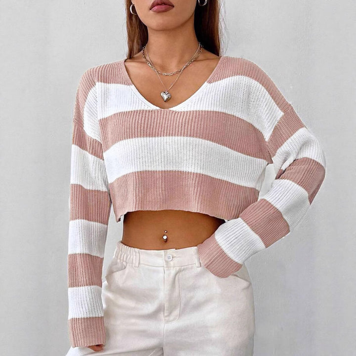Damen Gemusterter Crop-Pullover Drune