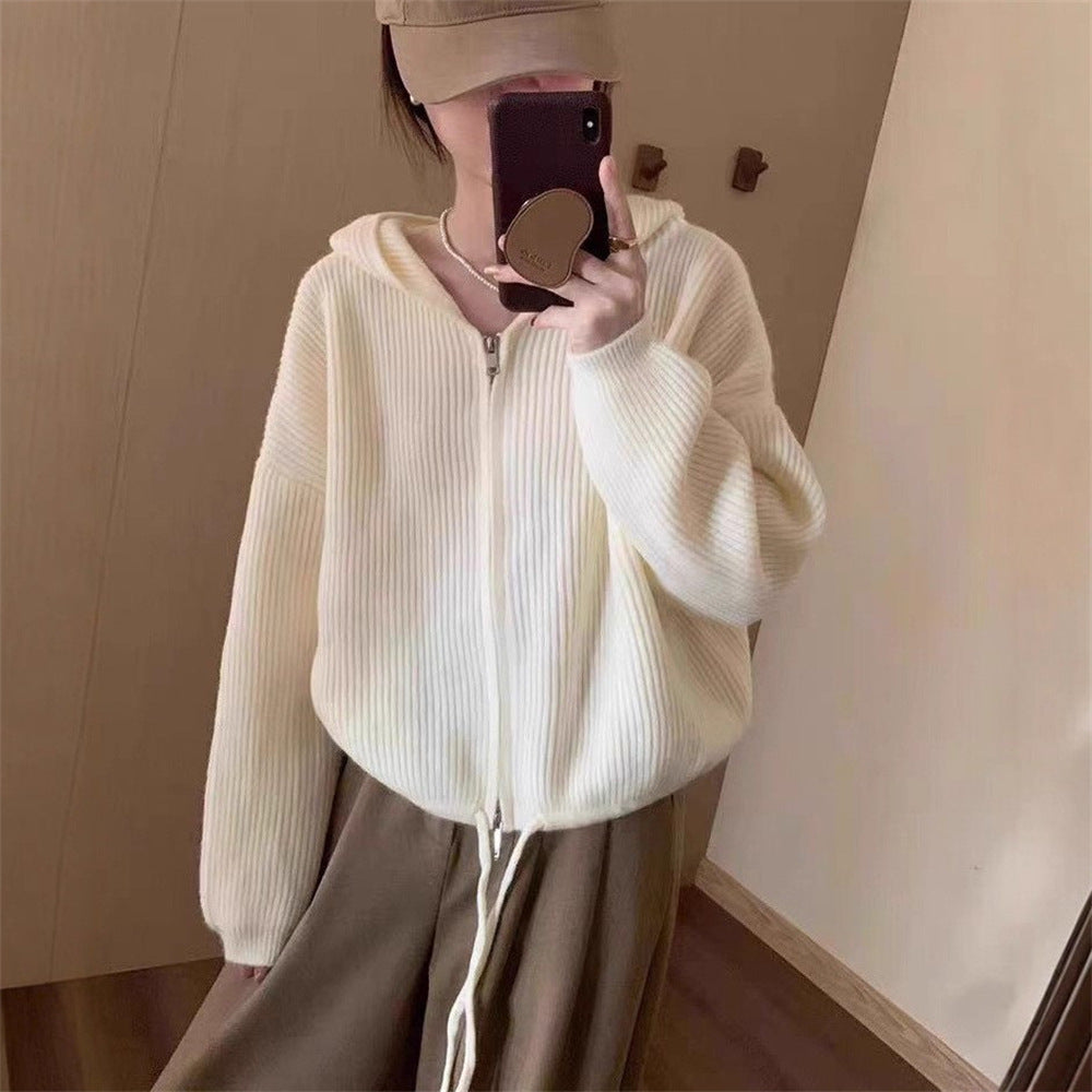 Damen Modische Kapuzenjacke mit seitlichen Eingrifftaschen Drune