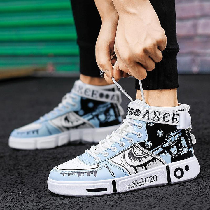 Herren High-Top Grafik-Sneaker mit Klettverschluss und auffälliger Plateausohle Drune