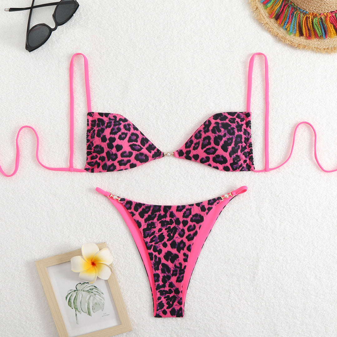 Damen Triangel-Bikini mit verstellbaren Trägern und elegantem Blumendruck Drune
