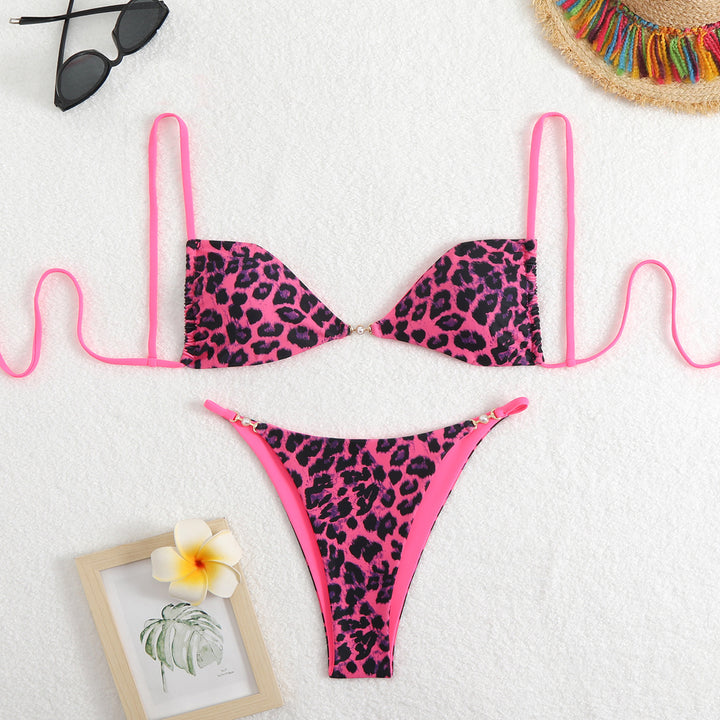 Damen Triangel-Bikini mit verstellbaren Trägern und elegantem Blumendruck Drune