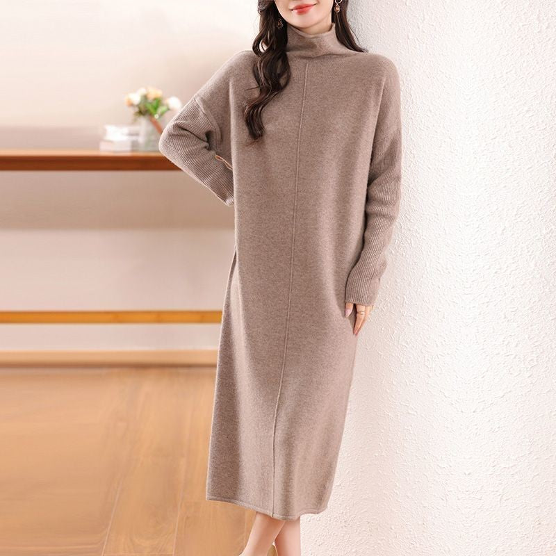 Damen Strickkleid mit hohem Kragen Drune