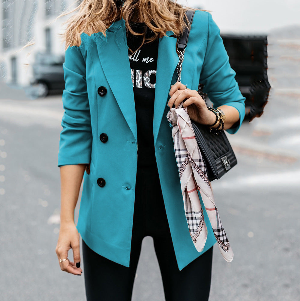 Damen eleganter taillierter Blazer mit doppelter Knopfleiste Drune
