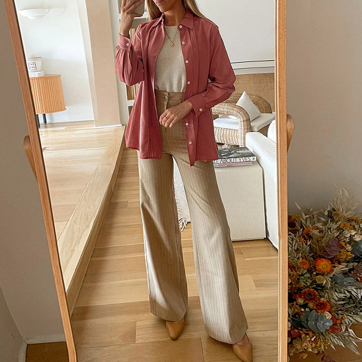 Damen Oversize-Hemd mit Biesen und Ballonärmeln Drune