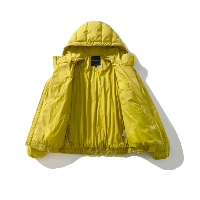 Unisex Weitgeschnittene gesteppte Kapuzenjacke mit Quadratsteppung und elastischem Saum Drune