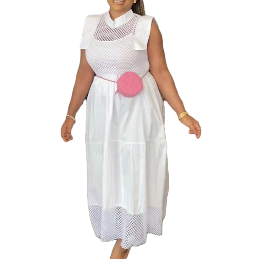 Damen Midi-Kleid mit modernen Netzdetails und raffiniertem Taillenbund Drune