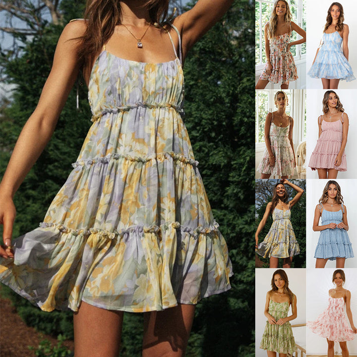 Damen blumiges Sommerkleid mit traumhaften Volants Drune