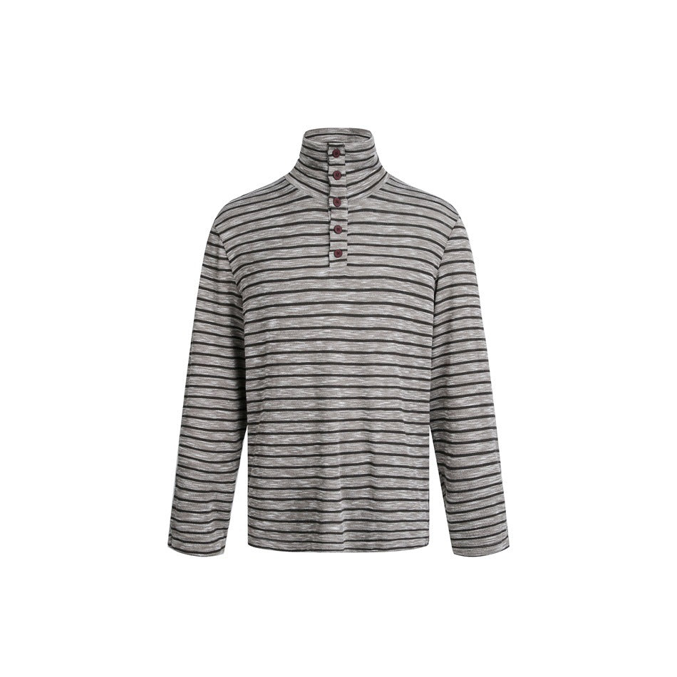 Herren Gestreifter Rollkragenpullover mit Knopfleiste und relaxed Fit Drune