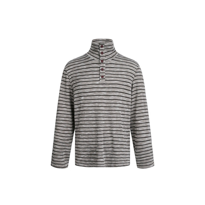 Herren Gestreifter Rollkragenpullover mit Knopfleiste und relaxed Fit Drune