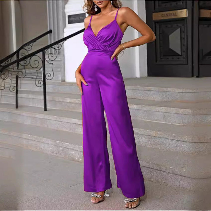 Damen eleganter Jumpsuit mit schmalen Trägern und einem fließenden Schnitt Drune