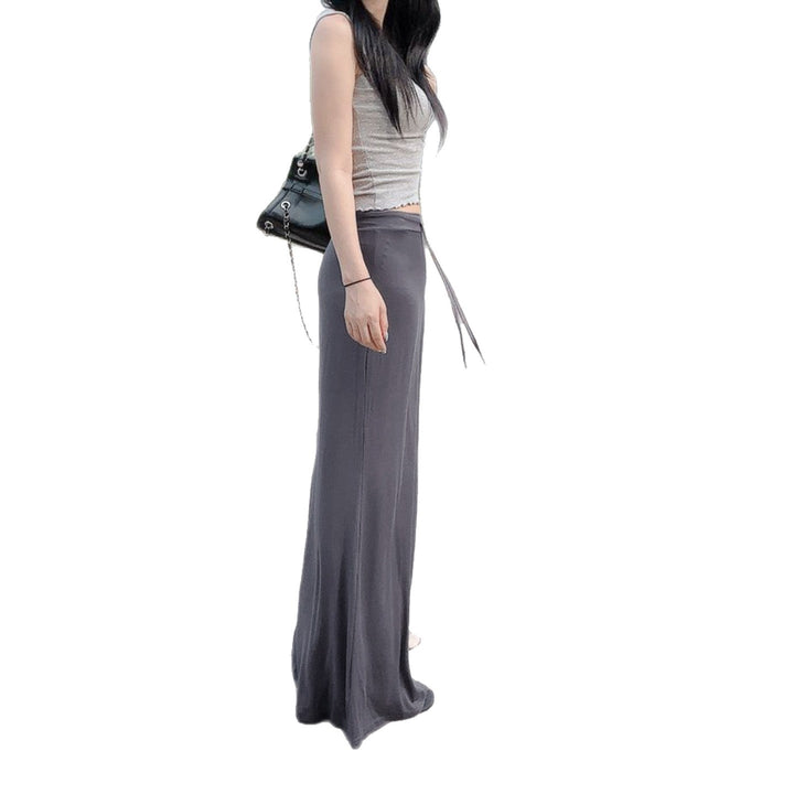 Damen nan Maxirock aus weichem Jersey mit Bindebund, hoher Taille und seitlichen Schlitzen Drune