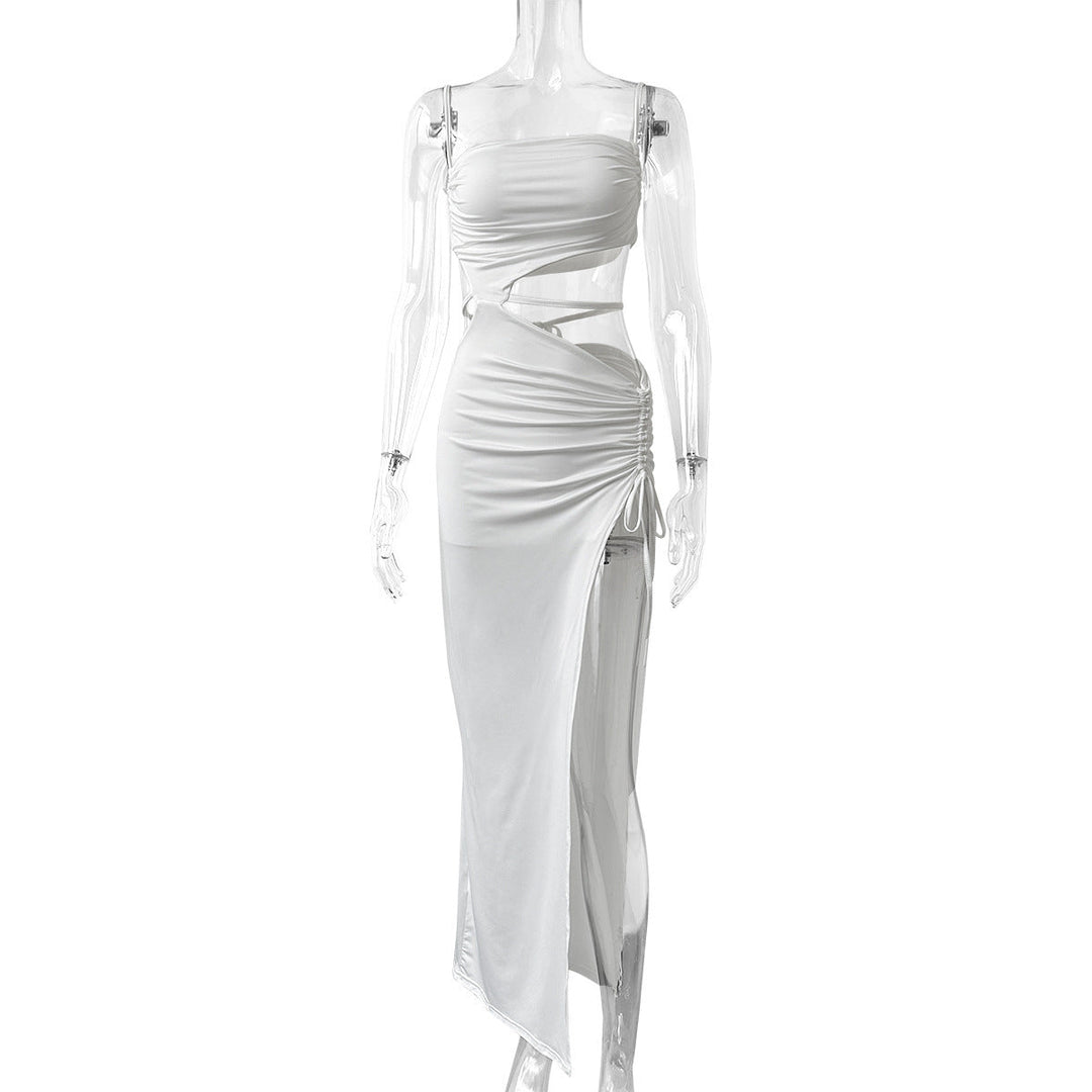 Damen Set mit Cropped Top und Maxirock mit Raffung Drune