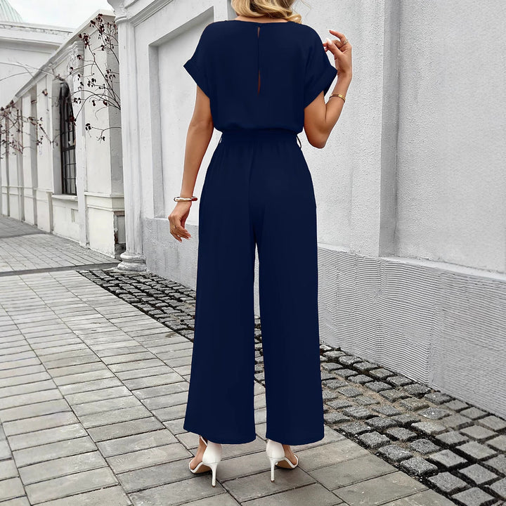 Damen Eleganter Jumpsuit mit Taillengürtel Drune