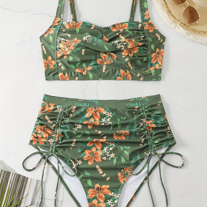 Damen Hochgeschnittener Bikini mit Raffung Drune
