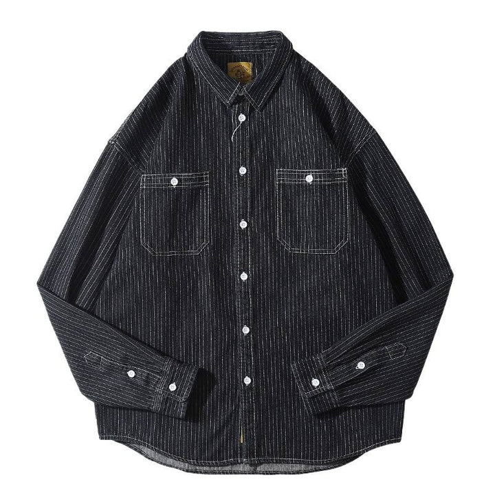 Herren Denim-Hemdjacke mit modernem Streifenmuster und praktischen Brusttaschen Drune