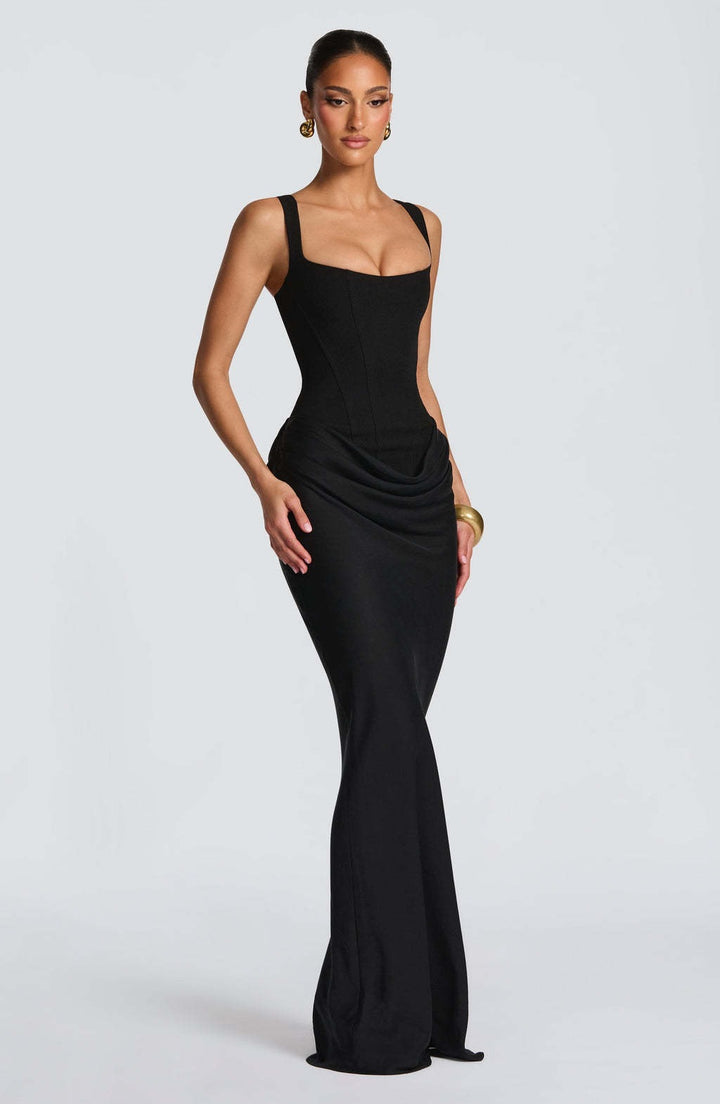 Damen Abendkleid mit schulterfreiem Design und elegantem Schlitz Drune