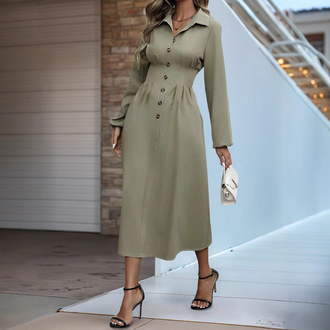 Damen Midikleid mit Knopfdetails und taillierter Silhouette Drune
