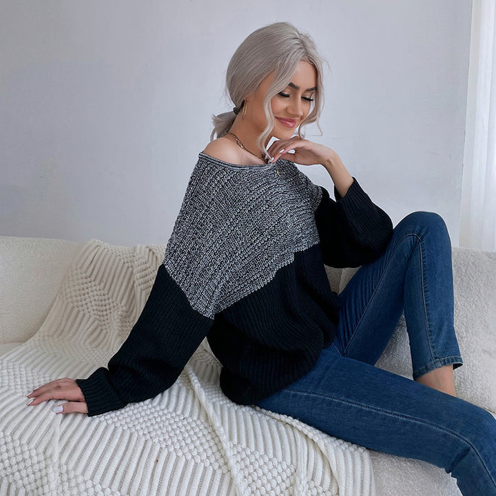 Damen Weit geschnittener Grobstrickpullover mit Raglanärmeln und Rundausschnitt Drune