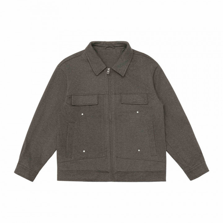 Herren Boxy-Hemdjacke mit Reißverschluss, Brustklappen und aufgesetzten Taschen Drune
