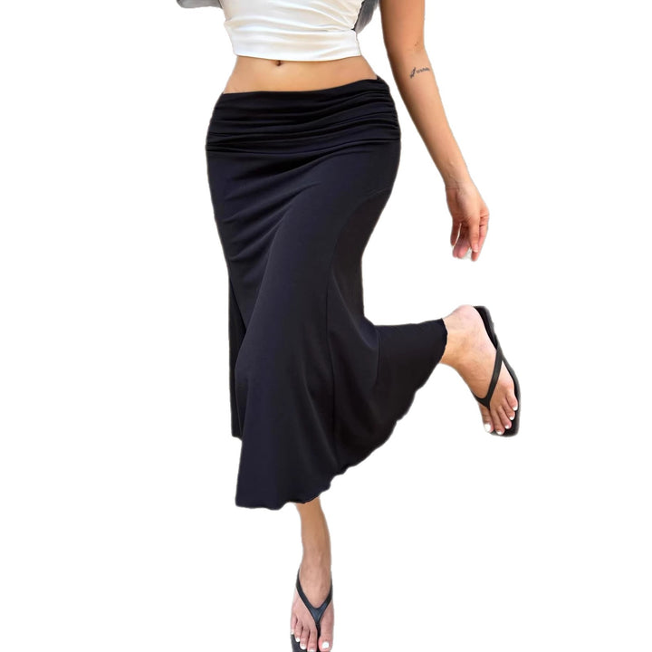 Damen Midirock aus Stretch-Jersey mit gerafftem Bund und A-Linie Drune