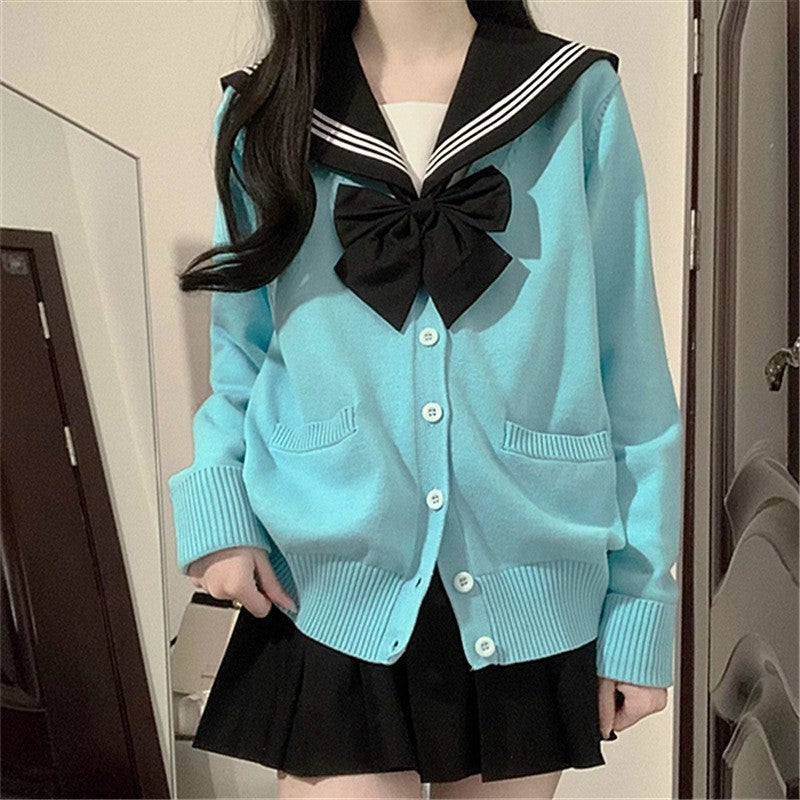 Damen verspielter Cardigan mit großem Kragen und Schleifendetail Drune