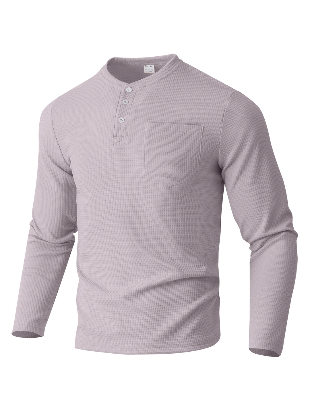 Herren Langarm Henley mit Waffelstruktur und Brusttasche thermisches Langarmshirt Drune